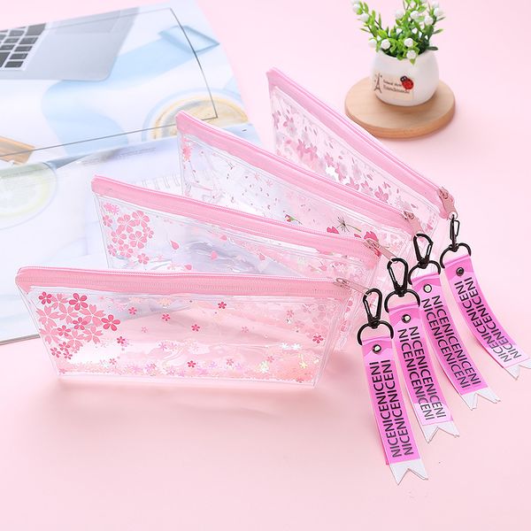 

kawaii sakura pencil case transparent into the oil estuches school pencil box pencilcase bag supplies students stationery