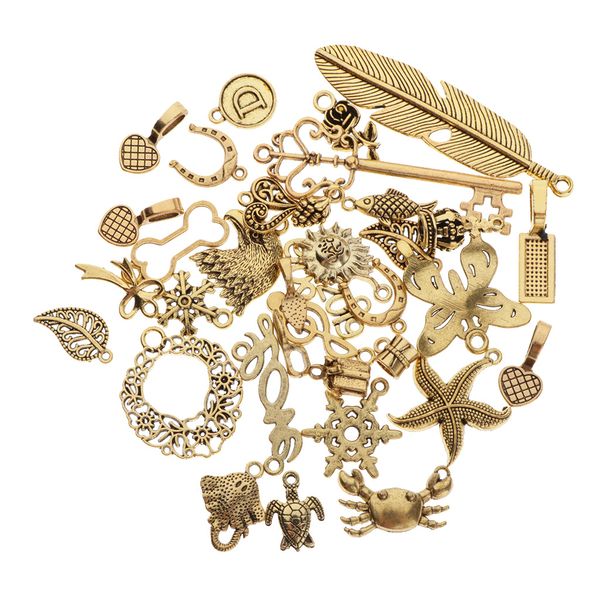 

39 pieces necklace bracelets pendant diy jewelry making charms beads, Black
