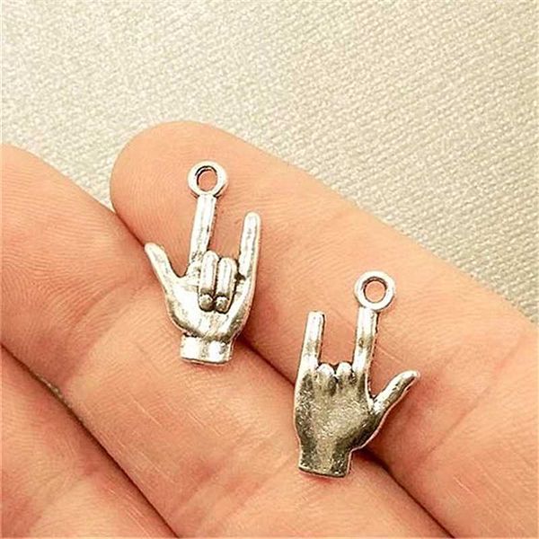 

i love you charm 10 pcs i love you gesture charm 18x10mm human hand pendant. jewelry signing, Bronze;silver