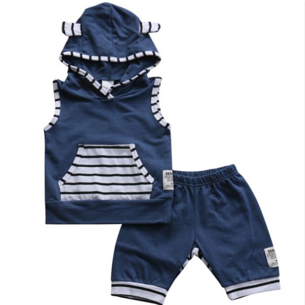 

children suit2pcs kids toddler baby girls outfits sleeveless stripes shirt +shorts size 0-3t, White