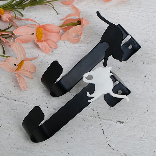 

new cute cat shape door hook iron rack clothes hanger coat holder kitchen organizer