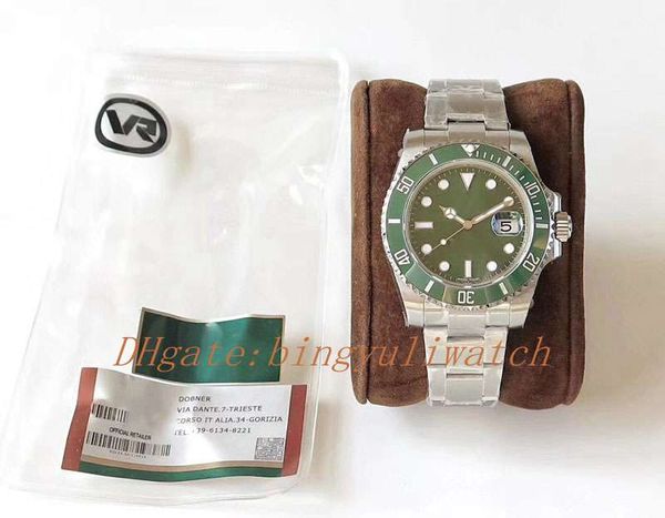 

vrf version luxury watch mens automatic eta 2836 watch men green ceramic bezel 116610ln stainless steel auto date dive watches diving, Slivery;brown