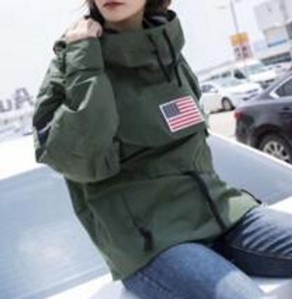 

Mens Women Fashion Brand Jackets Coats US Flag Windbreakers Hip Hop Streetwear Hooded Outerwear Loose Coats