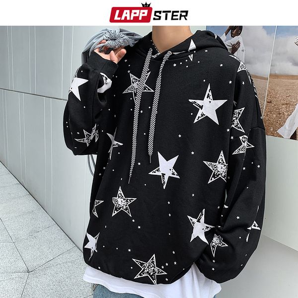 

мужчины крупногабаритных звезд пиджаков harajuku белых толстовки 2019 fall пуловеры мужских streetwear hip hop black толстовка