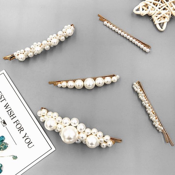

2019 new fashion pearl hair clip for women elegant korean design pearl metal hair clips hairpin hair styling accessories ins popular