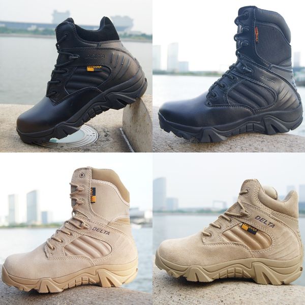 

military tactical mens boots special force leather waterproof desert combat ankle boot army work shoes plus size, Black