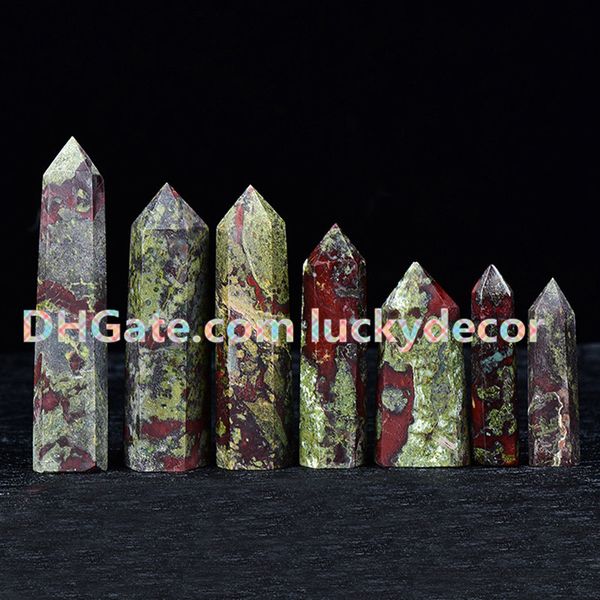 10 Stück 50 mm kleiner Drachenblut-Jaspis-Kristallturm, Obelisk-Spitzenstab, polierter Drachenblut-Steinstab, natürlicher Blutstein-Quarz-Generator