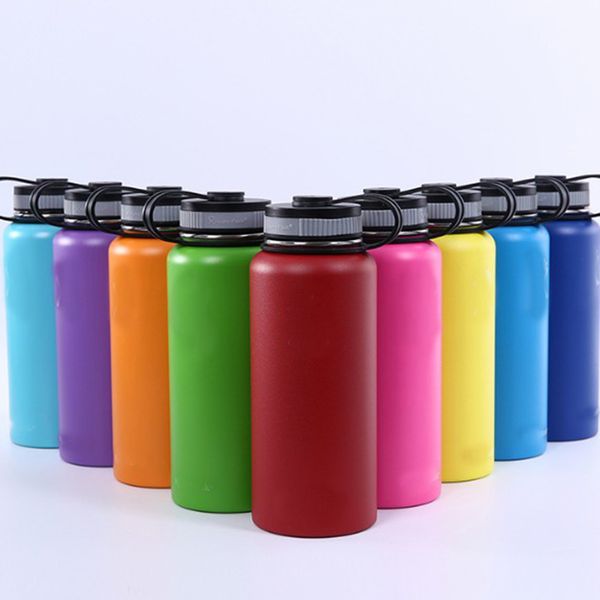 

18oz/32oz/40oz vacuum water bottle insulated 304 stainless steel water bottle wide mouth big capacity travel water bottles with filp lids