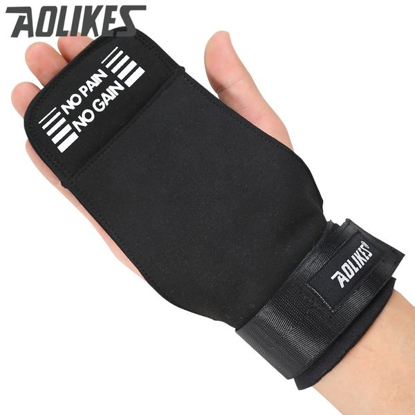 

aolikes weightlifting gym wrist hand grips microfiber/cowhide crossfit training gloves fitness sports dumbbell bodybuilding, Black;red