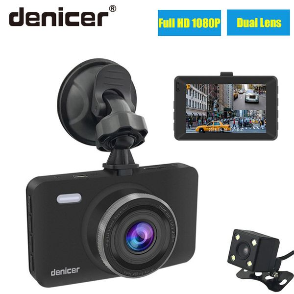 

denicer car dvr camera 3.0" screen full hd 1080p 30fps dual lens with rear view dashcam auto registrar car video recorder dvrs