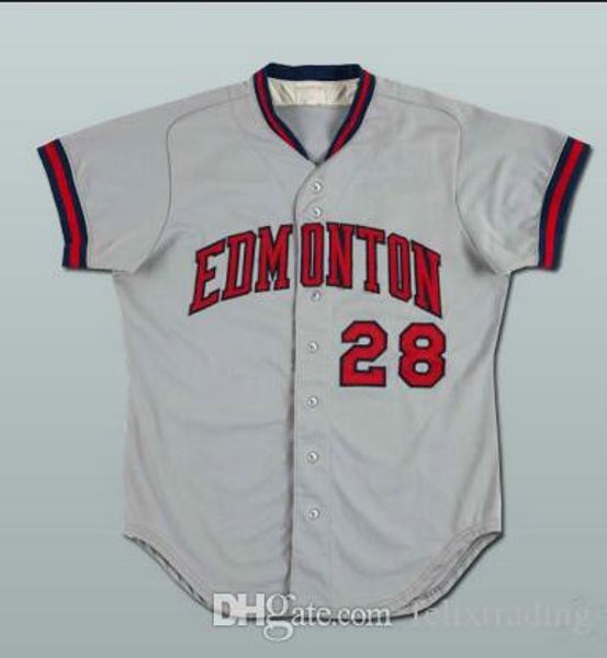 

Edmonton Trappers Baseball Jersey #28 Edmonton Movie Jerseys Men All Stitched Baseball Jerseys Size S-3XL Free Shipping