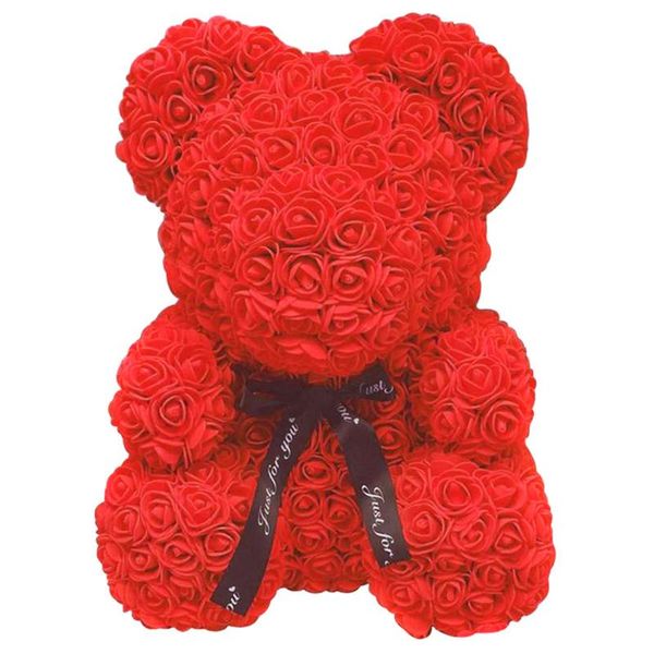 

artificial rose flower bear toy women girl christmas valentine day gifts home decor 20/40cm e2s