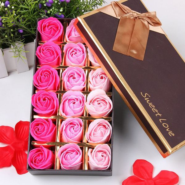 

18pcs/setartificial rose flowers soap gift boxes package 2021 valentine day gift for lover couple wedding decoration