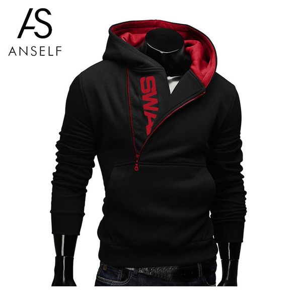 

fashion cotton men hoodies tracksuit sweatshirt men's winter warm collar cap long sleeve sweat homme swag pullover hoodies 2019, Black