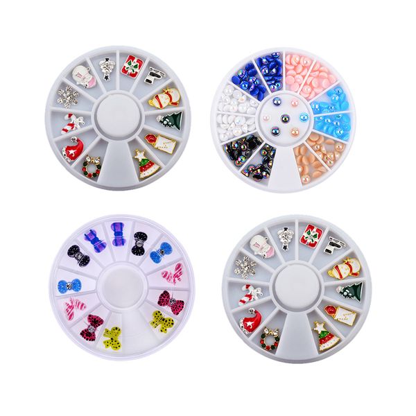 

4pcs nail art decor glitter pearl snowflake butterfly christmas nail jewelry decor mixed sticker for ladies women, Silver;gold