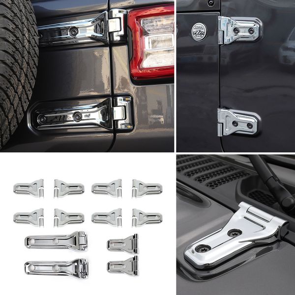 

4door car door hinge/hinge cover/spare tire holder hinge cover chrome for jeep wrangler jl 2018+ auto exterior accessories