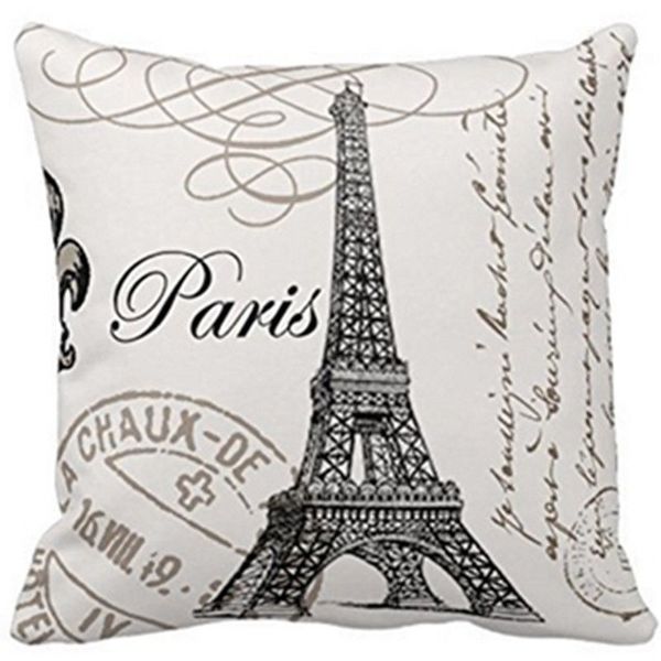 

Fashion Vintage HomeDecoration Eiffel Tower Linen Cotton Throw Pillow Case Cushion Cover France Paris Eiffel Tower Cushion Cover