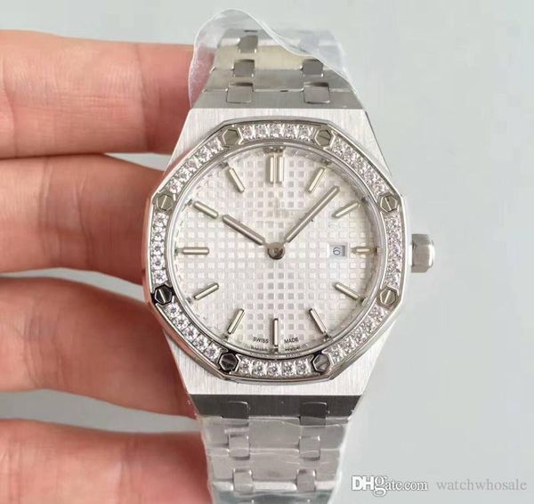 

excellent women watch for ladys gift 33mm quartz movement diamonds ring stainless steel sapphire 15400 womens watches ing, Slivery;brown
