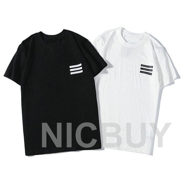 

summer 2020 designer luxury mens clothing t-shirt england striped letter print short sleeve print pocket tshirt tee casual t shirt, White;black