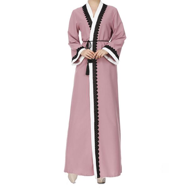 

klv muslim abaya full dresses loose long sleeve cardigan kimono long robe tunic middle east ramadan arab islamic selling, Red