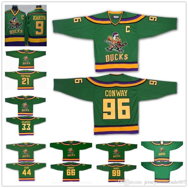 

Men women youth kid anaheim duck mighty duck 96 charlie conway 99 adam bank 66 gordon bombay movie hockey jer ey green 4xl 5xl 6xl, Black;red