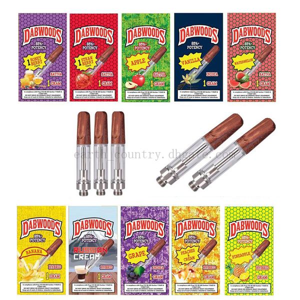 

DABWOODS Cartridges1.0ml 0.8ml Ceramic Coils Vapes Carts Wood Mouthpiece Drips Falvor Packaging Bag Vaporizer Thick Oil Vapor Pen Atomizers