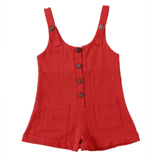 

2-6years girl clothes baby solid color suspender jumpsuit kids single-breasted playsuit, Blue