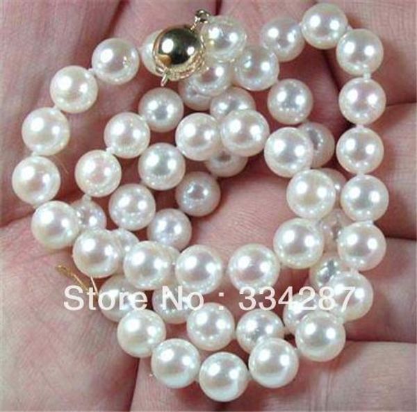 

natural freshwater pearls 14kgp clasp 7-8mm white akoya cultured pearl necklace 18, Silver