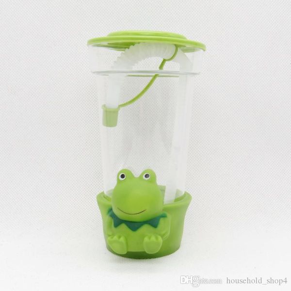 

carton plastic tube cups with 1cm straw llids cute soft plastic base frog milk cow lion yellow duck