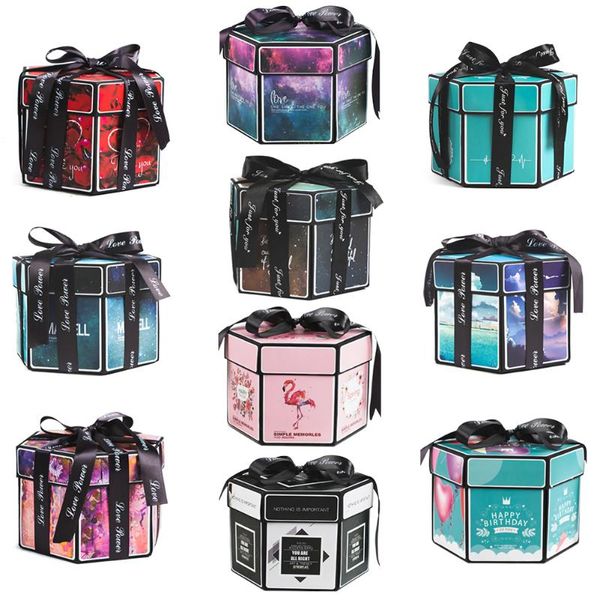 

creative hexagon surprise explosion box diy scrapbook p album gift box