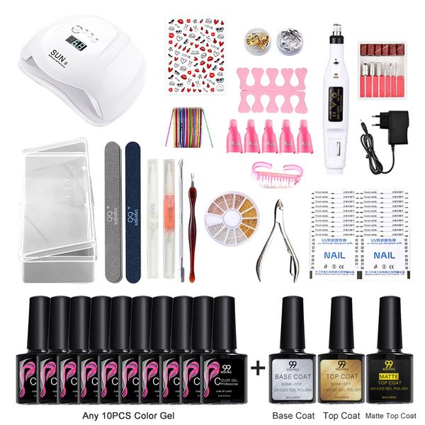 

mshing 99 nail set lamp dryer with 13pcs nail gel polish kit soak off manicure tools set electric drill for art tools