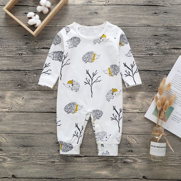 

new newborn baby clothes boys girls romper floral dinosaur car printed long sleeve cotton romper kids jumpsuit playsuit outfits, Blue