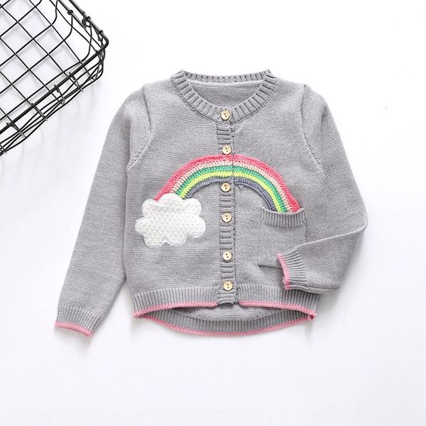 

r4nji girls knitted sweater coat sweaterchildren's clothing sweater2020 clothing baby rainbow single-breasted autumn children's sw, Blue