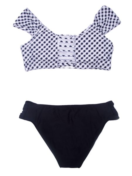 

obssky женщины большой размер сексуальный купальник бикини купальники из двух частей черный белый плед печати купальник, White;black