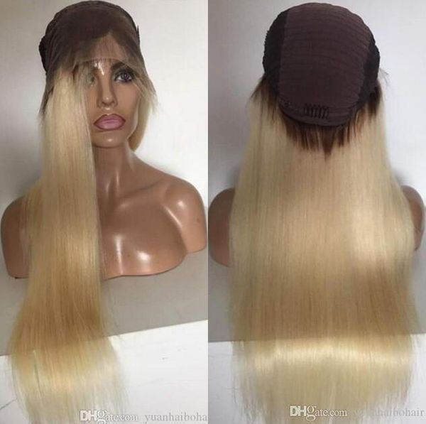 Celebrity Wigs Lace Front Wig 10a Ombre Blonde 613 Silky Straight