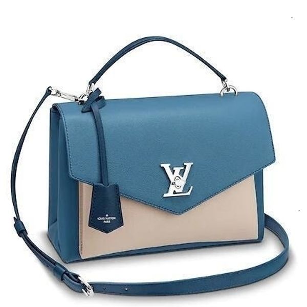 

m51415 mylockme blue real caviar lambskin le boy chain flap bag handbags shoulder messenger bags totes