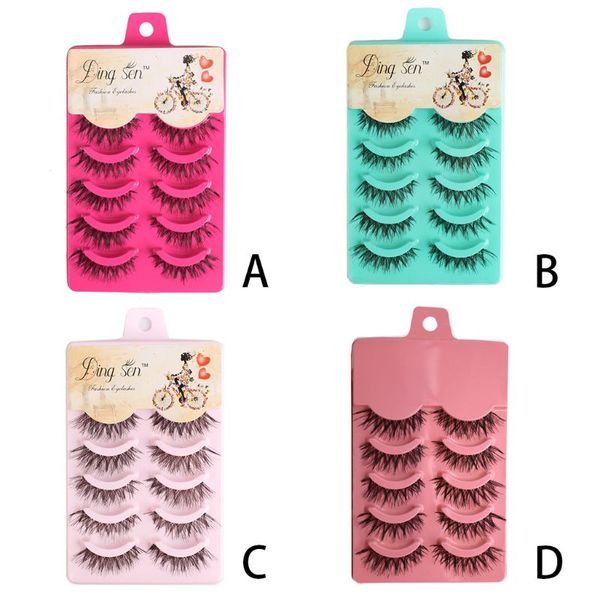 

5 pairs stunning handmade natural 3d high-grade fiber cross messy lashes extension black long thick false fake eyelashes soft