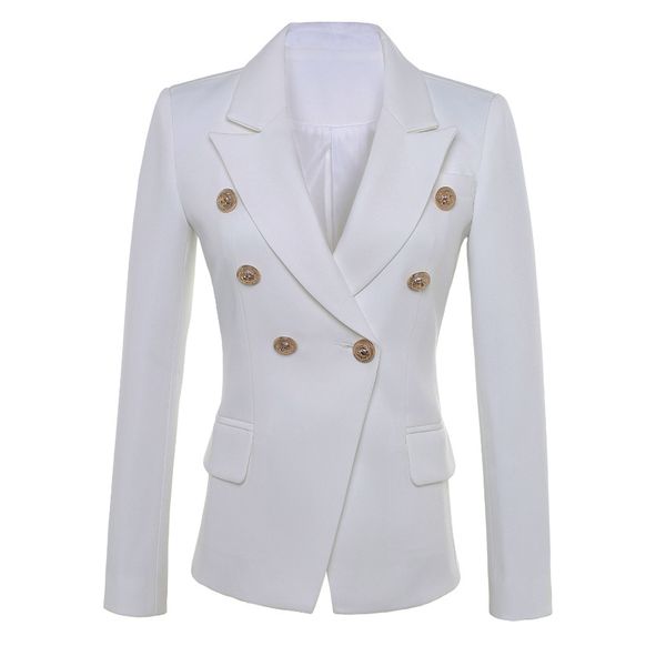 

new fashion 2019 star style designer blazer women's gold buttons double breasted blazer plus size s-xxxl, White;black