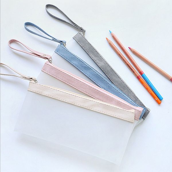 

20*10cm frosted pen pencil bag waterproof storage bag large capacity women makeup pouch cosmetics case
