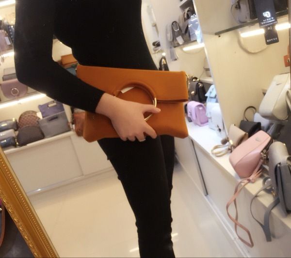 

big size mother bag new personality metal ring envelope folding hand women's bag hand bill of lading shoulder messenger