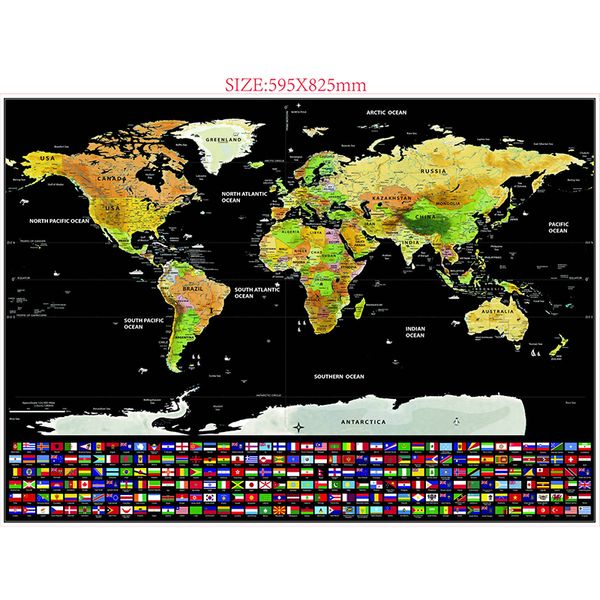

scratch off world map, personalized travel tracker map rub off coin scratchable wall poster unique gift & decor for travel enthusiasts