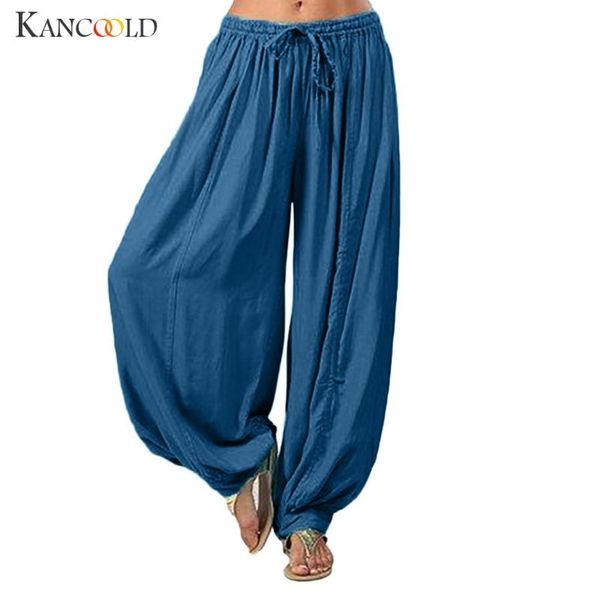 

kancoold pants women plus size solid color casual loose harem pants long trousers fashion new woman 2020, Black;white