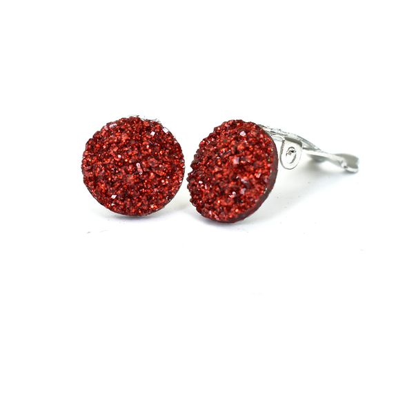 

no piercing ear clip earing blue red round resin clip earrings for women geometric jewelry simple female earings pink earrings, Silver