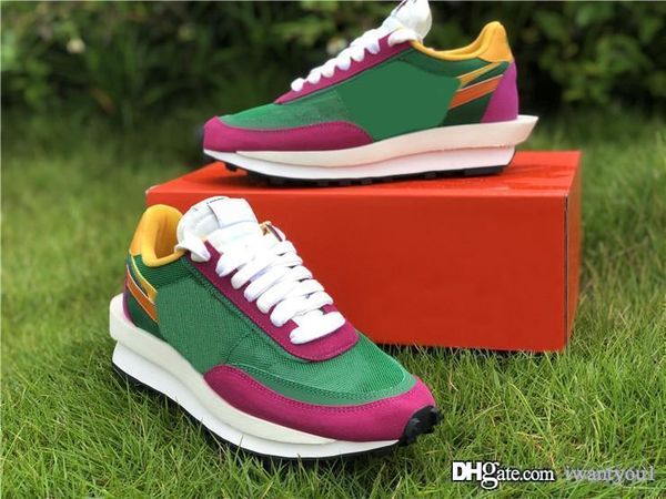

authentic sacai x ldv waffle ldwaffle daybreak men women running shoes pine green clay orange del sol-sail bv0073-301 with box 5-12