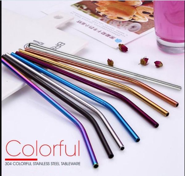 

Colorful tainle teel drinking traw 21 5cm traight bent reu able traw juice party bar towel