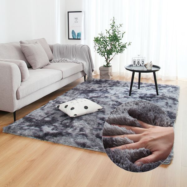 

gray carpet tie dyeing plush soft carpets anti-slip floor mats bedroom water absorption carpet rugs for living room bedroom