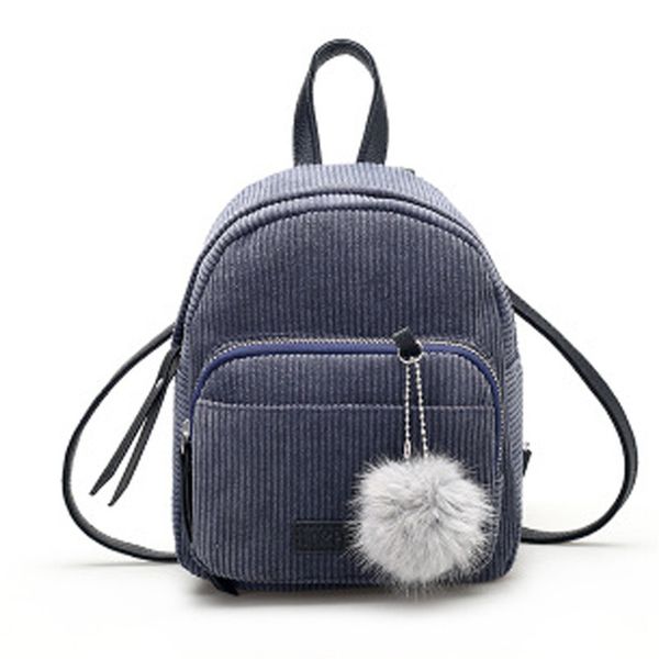 

women leather backpacks schoolbags travel shoulder bag corduroy mini double shoulder bag plush pendant comfy style mochilas