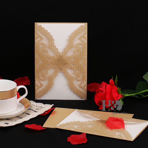 

greeting cards h&d 12pcs champagne wedding invitation laser cut invitations and hollow part party decoration souvenirs