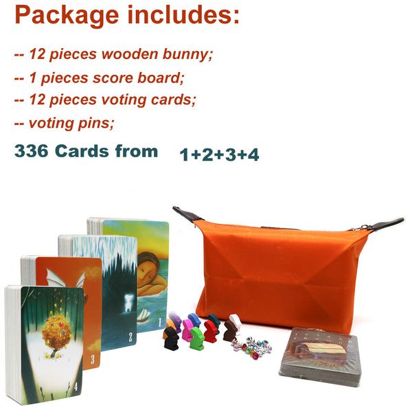 

2019 диксит настольная игра 336 карт красивая тканевая сумка с деревянными кроликами детские игрушки для домашней вечеринки веселая карточна