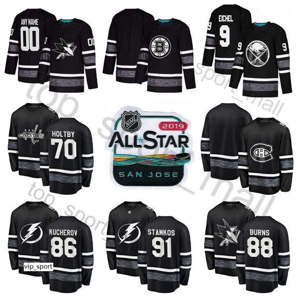

nhl all star hockey jersey nikita kucherov steven stamkos patrick kane 9 jack eichel braden holtby 65 erik karlsson carey price black, Black;red
